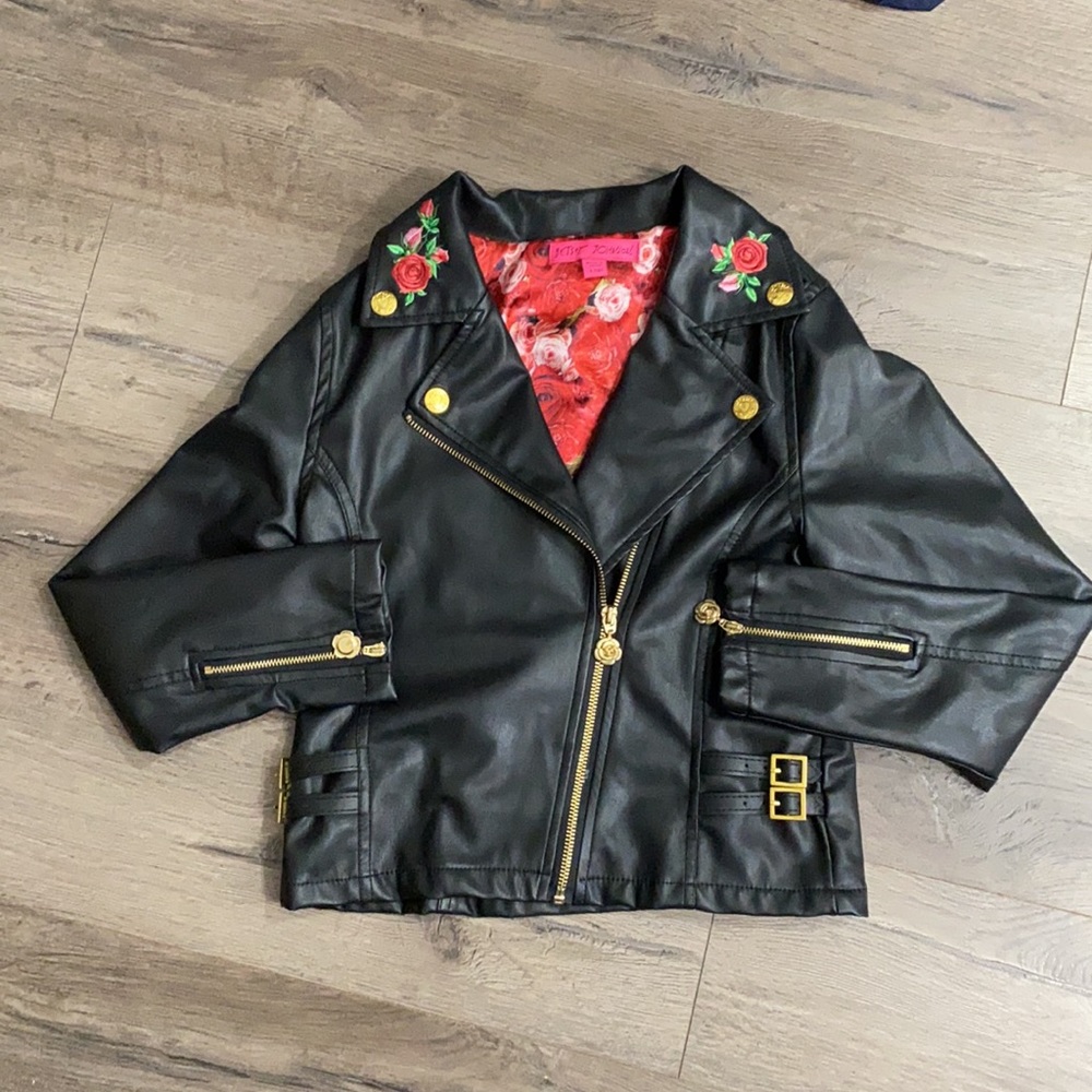 Betsey Johnson size Large Moto  Jacket faux leather